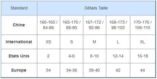 taille 6 équivalent france