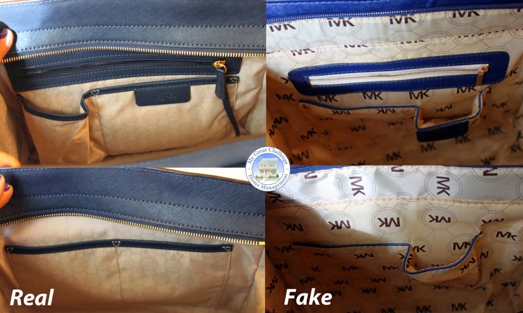 interieur vrai sac et imitation de mickael kors selma