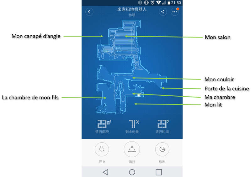 Xiaomi Mi robot - application cartographie de mon appartement