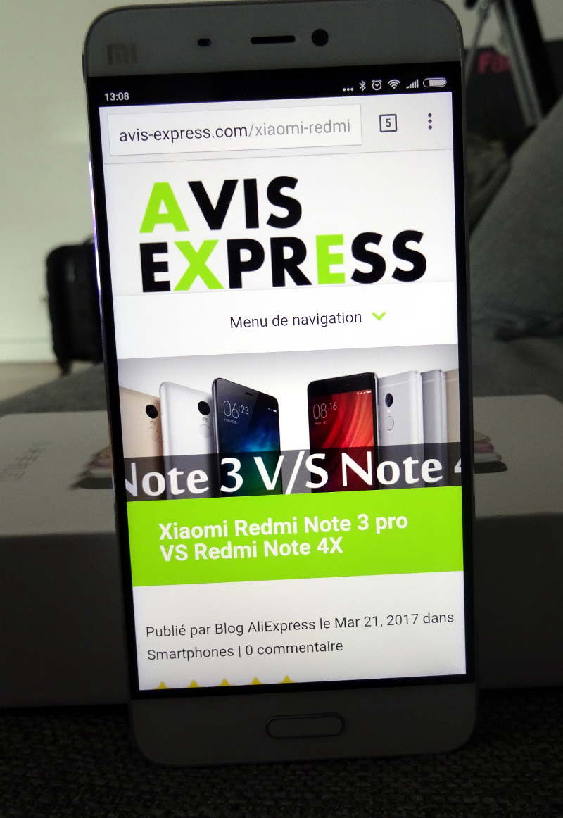 Test Xiaomi Mi5 - affichage site avis express
