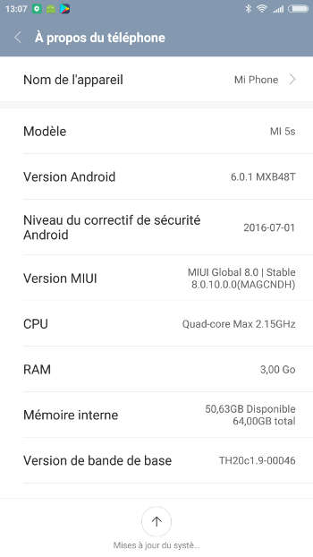 Xiaomi Mi5s carte d'identité