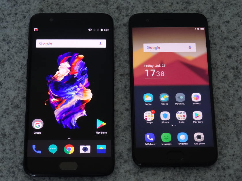 OnePlus 5 VS Xiaomi mi6 - meilleurs smartphones chinois 2017 - ecran d'accueil