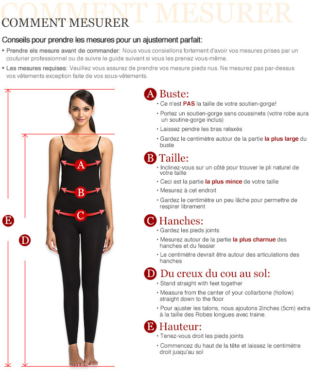 guide taille mensuration lightinthebox