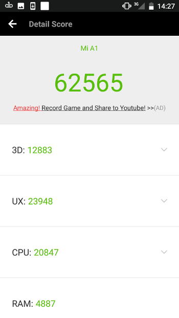 Test Xiaomi Mi A1 - score antutu